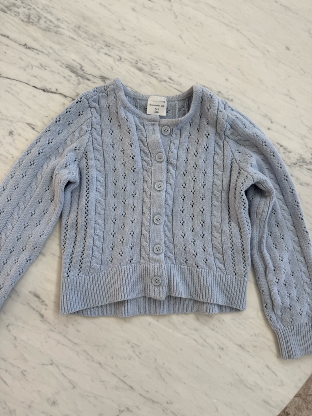 abercrombie kids Light Blue Cable Knit Button Cardigan